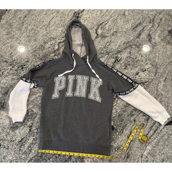 V S. / Pink Tops - VICTORIA SECRET PINK SEQUENCE EMBROIDERED‎ Sweater Hoodie XS Limited Edition #80